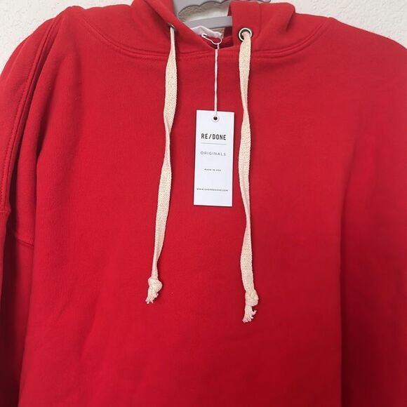 Re/Done Hooded Oversized Cropped Sweatshirt with Raw Hem NEW NWT - Picture 2 of 6